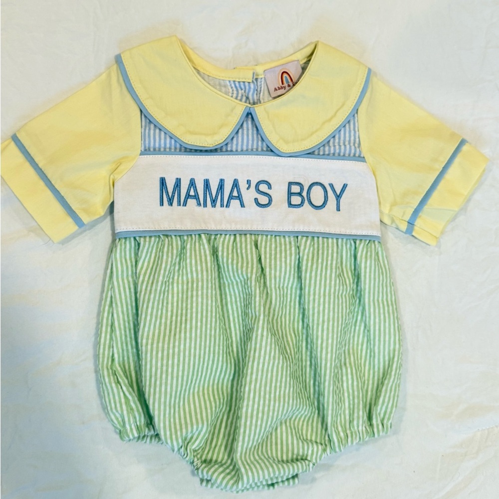 Mama's Boy Yellow & Green Baby Romper